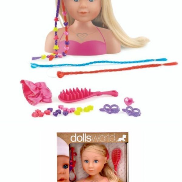 رأس دمية مع إكسسوارات للشعر